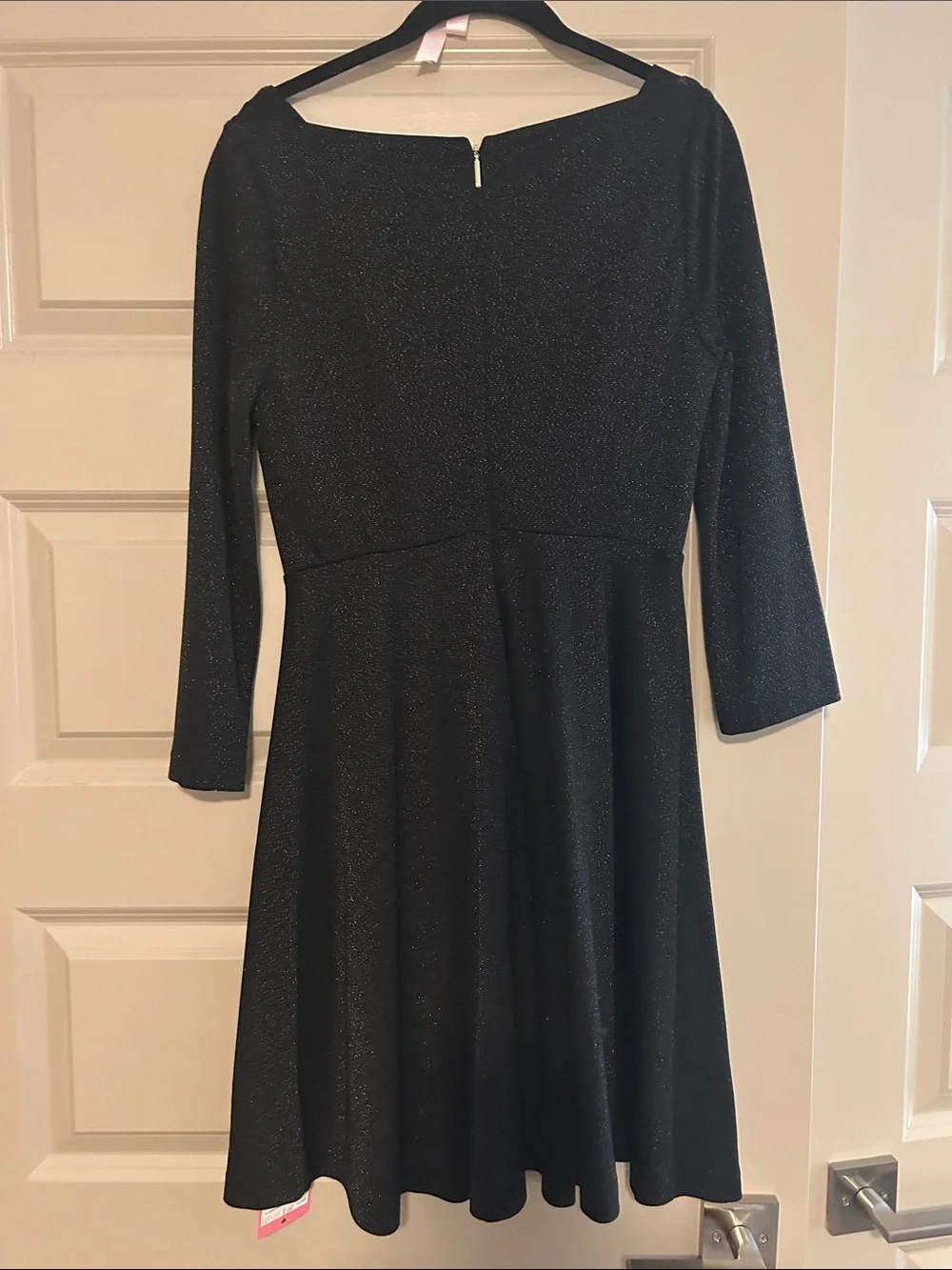 kate spade Black Sparkle Ponte Long-Sleeve Fit & Flare Dress - Size 2 NWT